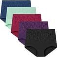 thumbnail image 1 of UAMVSH 5 Pack Cotton Underwear for Women Soft Briefs Full Coverage Ladies Panties High Waist Stretchy Underpants, 1 of 2