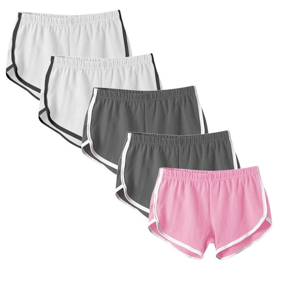 UAMVSH 5 Pack Gym Shorts for Women High Waisted Running Shorts Sport Shorts Athletic Elastic Workout Shorts