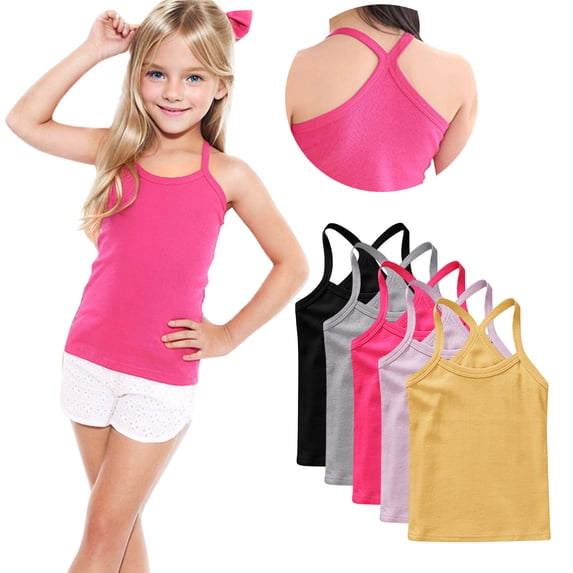 UAMVSH 5PC Infant Toddler Tank Tops Unisex Sleeveless Spaghetti Strap Camisoles Comfy Crewneck Cotton Undershirts Summer Tops