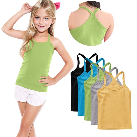 UAMVSH 5PC Infant Toddler Tank Tops Unisex Sleeveless Spaghetti Strap Camisoles Comfy Crewneck Cotton Undershirts Summer Tops