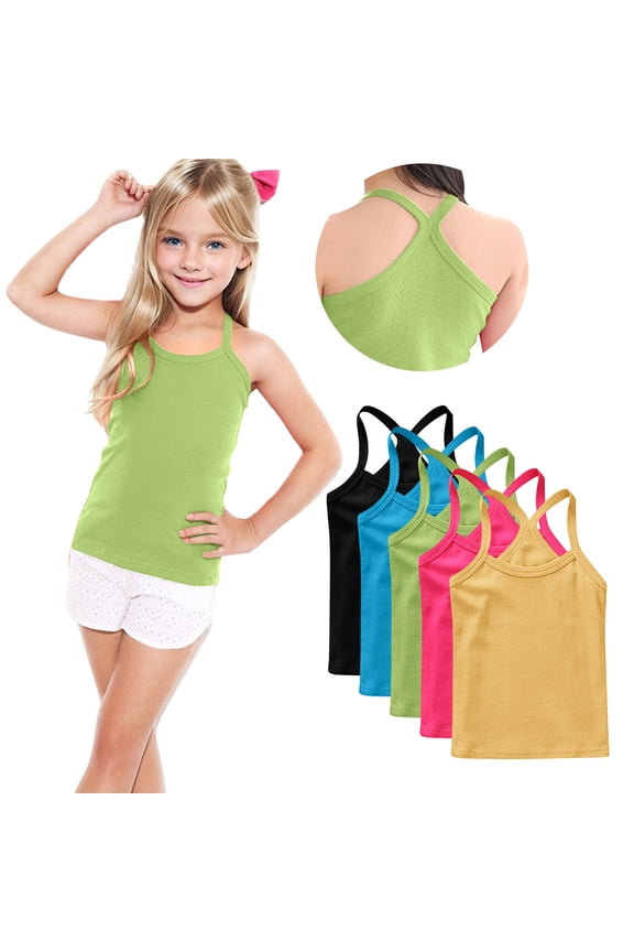 5PC Infant Toddler Tank Tops Unisex Sleeveless Spaghetti Strap Camisoles Comfy Crewneck Cotton Undershirts Summer Tops