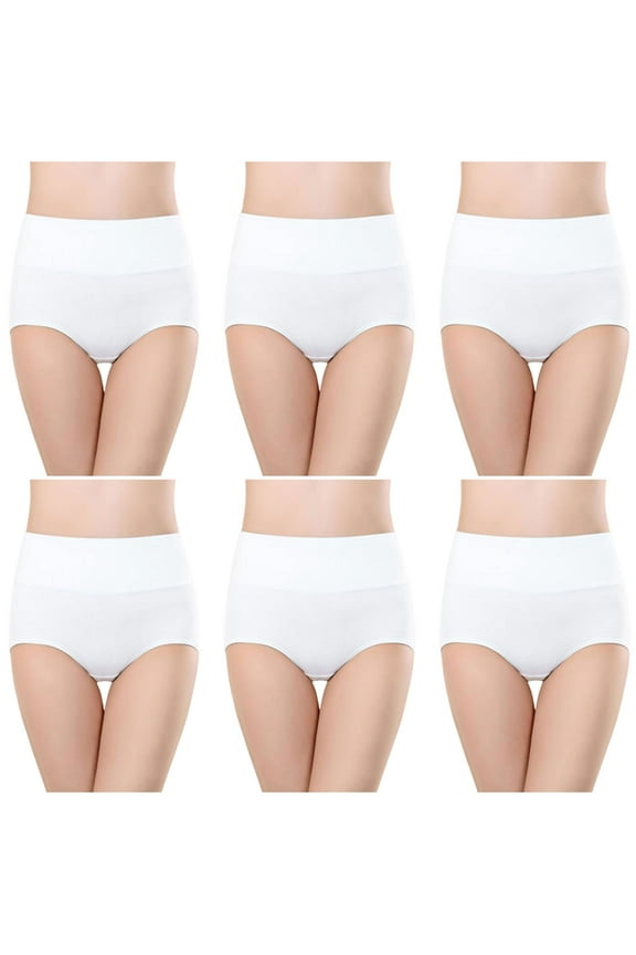 6 Pack Cotton Underwear for Women Soft Breathable High Waisted Briefs Full Coverage Ladies Panties
