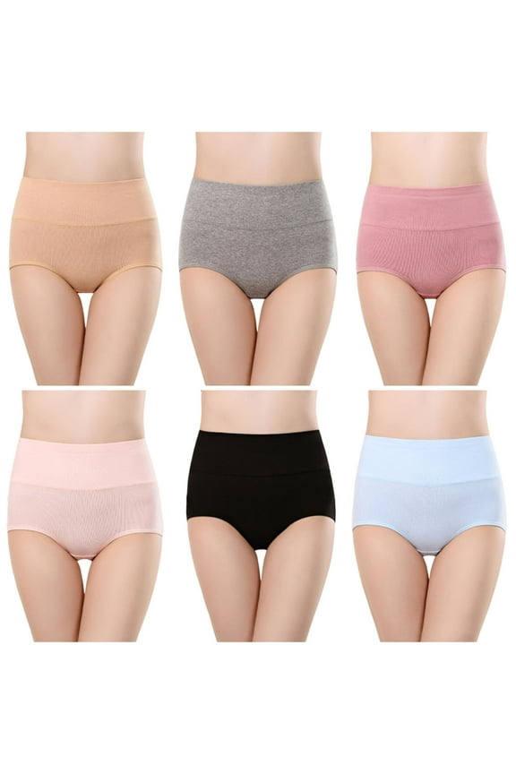 6 Pack Cotton Underwear for Women Soft Breathable High Waisted Briefs Full Coverage Ladies Panties