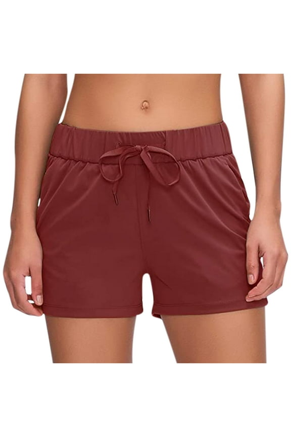 Active Shorts for Women Running Workout Wide Leg Shorts Summer Drawstring Basic Elastic Waist Athletic Shorts with Pockets