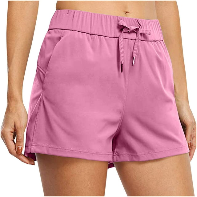 UAMVSH Active Shorts for Women Running Workout Wide Leg Shorts Summer Drawstring Basic Elastic Waist Athletic Shorts with Pockets