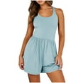 thumbnail image 1 of UAMVSH Athletic Rompers for Women Sleeveless Scoop Neck Short Onesie with Pockets Cross Back Soft Summer Beach Jumpsuit, 1 of 7