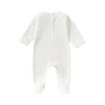 thumbnail image 1 of UAMVSH Baby Bodysuits Ribbed Long Sleeve Cotton Knitwear Onesie Comfy Infant Footed One-Piece Romper Jumpsuit with Zipper(12-18 Months,White), 1 of 7