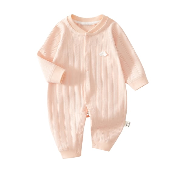 UAMVSH Baby Boy Girl Romper Button Up Long Sleeve Onesies One Piece Cute Embroidered Cotton Jumpsuit for Newborn Infant Fall Outfits