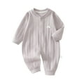 thumbnail image 1 of UAMVSH Baby Boy Girl Romper Button Up Long Sleeve Onesies One Piece Cute Embroidered Cotton Jumpsuit for Newborn Infant Fall Outfits, 1 of 3