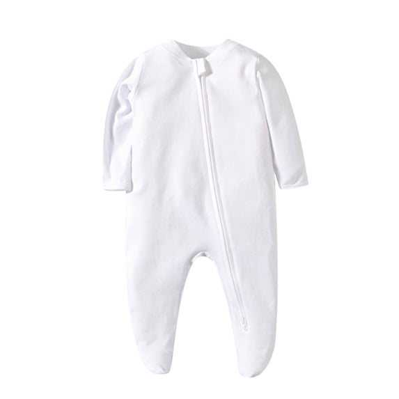 UAMVSH Baby Boy Girl Romper Fall Outfits Unisex Newborn Long Sleeve Footed Jumpsuit Crewneck Zipper Onesies 0-12Months