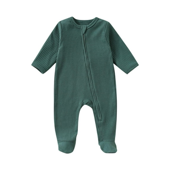 UAMVSH Baby Boy Girl Romper Newborn Infant Cotton Footed Long Sleeve Onesies Zip Up One Piece Jumpsuit Fall Outfits