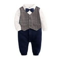 thumbnail image 1 of UAMVSH Baby Boy Romper Suits Newborn Infant Bow Tie Long Sleeve Onesies Cute Vest Collared Jumpsuit Wedding Outfit 0-24Months, 1 of 6