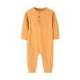 thumbnail image 1 of UAMVSH Baby Boys Girls One Piece Rompers Soft Cotton Long Sleeve Button Jumpsuit Outfits Solid Color Infant Pullover Clothes(6 Months,Orange), 1 of 7