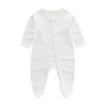 thumbnail image 1 of UAMVSH Baby Boys Girls Rompers Clothes Lightweight Soft Long Sleeve Jumpsuits Comfy Button down Infant Fall Footed Bodysuits(9-12 Months,White), 1 of 2