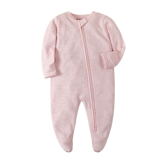 UAMVSH Baby Clothes Unisex Newborn Cotton Long Sleeve Footed Jumpsuit Cute Crewneck Zipper Onesies Kids Fall Outfits 0-12Months