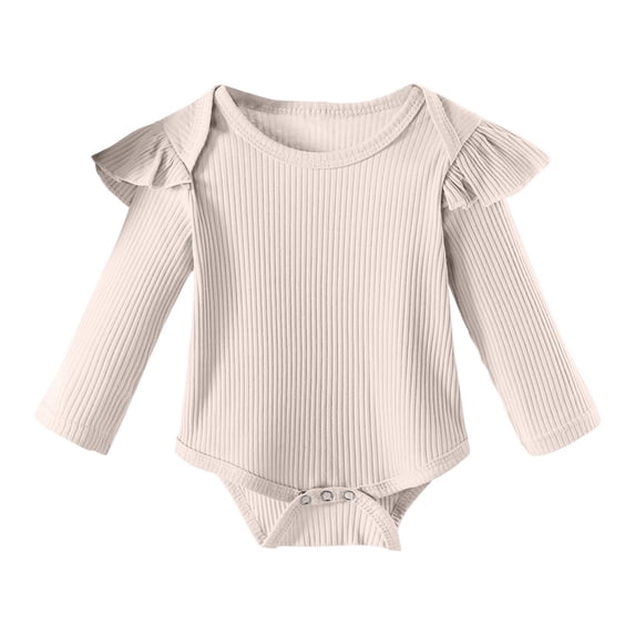UAMVSH Baby Girl Bodysuit Infant Ruffle Long Sleeve Romper Onesie Cotton Cute Crewneck Jumpsuit Fall Outfits 0-18Months