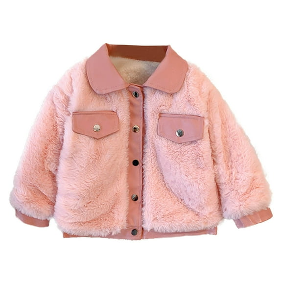 UAMVSH Baby Girls Fleece Jacket Fuzzy Winter Coat Button down Outerwear Toddler Baby Girl Clothes