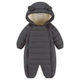 thumbnail image 1 of UAMVSH Baby Snowsuit Newborn Infant Warm Long Sleeve Hooded Jumpsuit Fleece Lined Zipper Cute Winter Coat for Boys Girls 3-24M, 1 of 7