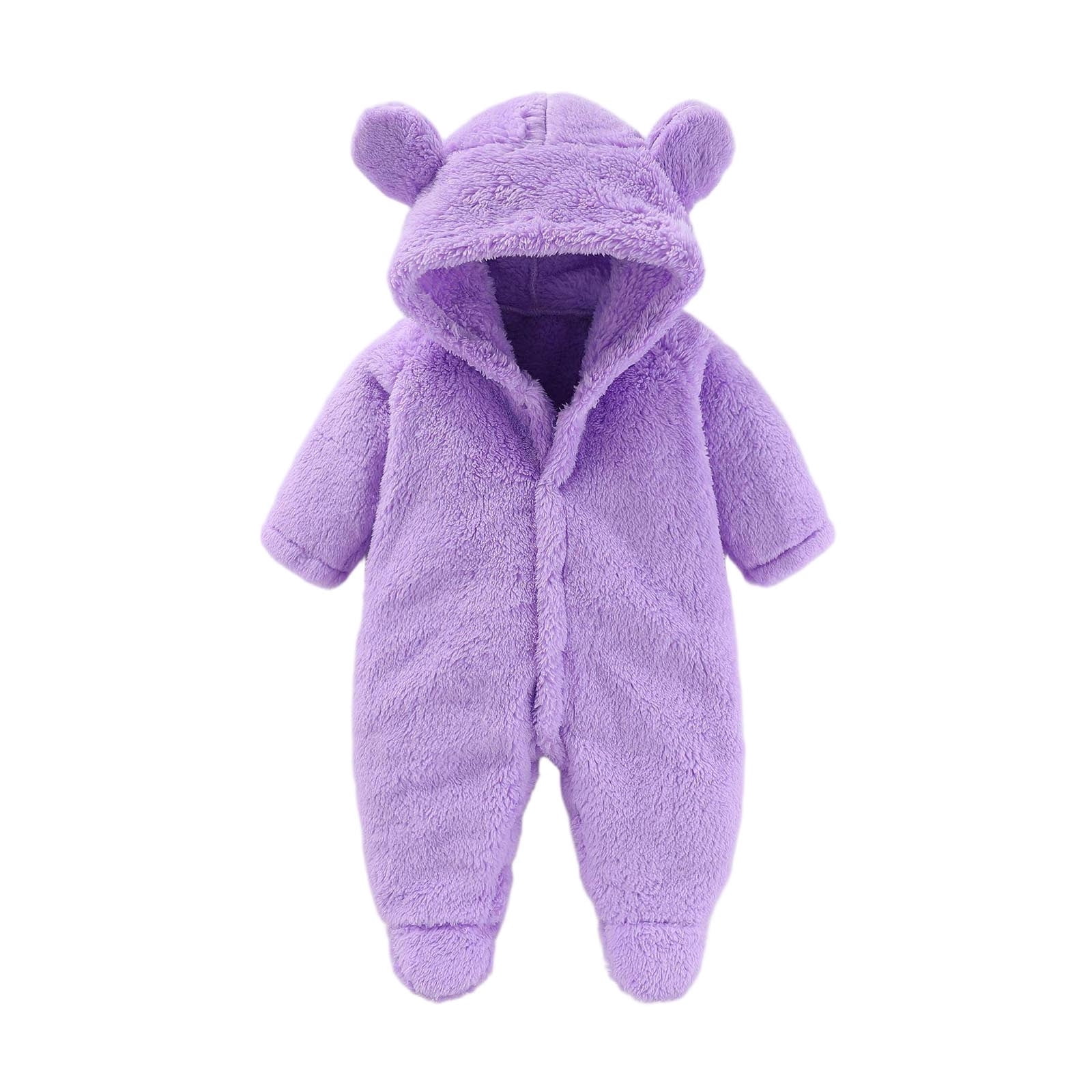 UAMVSH Baby Winter Clothes Newborn Fleece Warm Romper Jumpsuit Infant Comfy Soft Hooded Long Sleeve Onesies with Ears