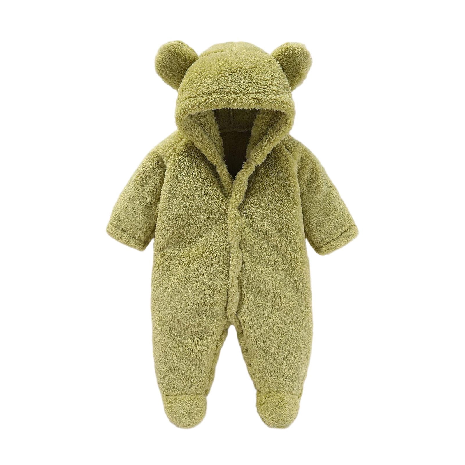 UAMVSH Baby Winter Clothes Newborn Fleece Warm Romper Jumpsuit Infant Comfy Soft Hooded Long Sleeve Onesies with Ears