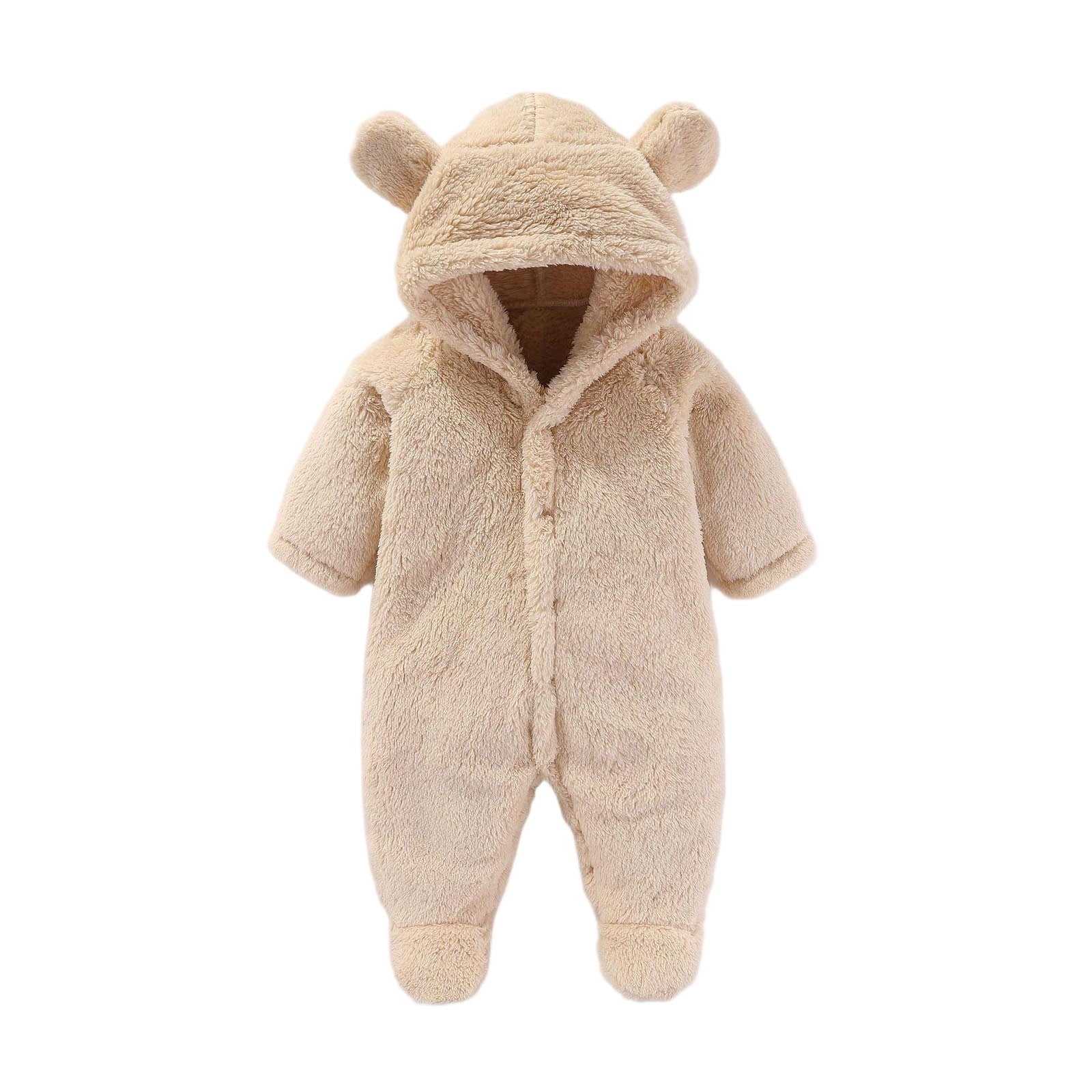 UAMVSH Baby Winter Clothes Newborn Fleece Warm Romper Jumpsuit Infant Comfy Soft Hooded Long Sleeve Onesies with Ears