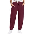 thumbnail image 1 of UAMVSH Baggy Jogger Pants for Women Lightweight High Waist Harem Pant Trendy Vintage Vacation Work Lounge Pants with Pockets(Small,Wine), 1 of 7