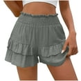 thumbnail image 1 of UAMVSH Beach Shorts for Women Trendy Ladies Ruffle Hem Shorts High Elastic Waist Layered Summer Flowy Baggy Shorts, 1 of 7