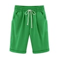 thumbnail image 1 of UAMVSH Bermuda Shorts for Women Casual Summer Beach Straight Leg Shorts with Pockets High Waist Fold Hem Knee Length Shorts(Medium,Green), 1 of 3