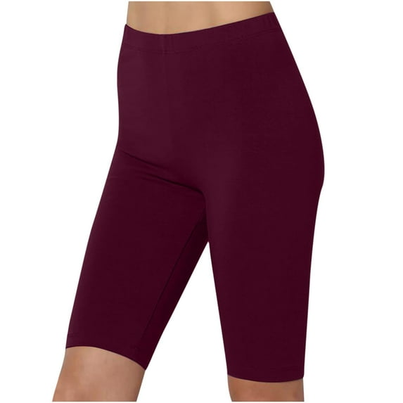 UAMVSH Bermuda Shorts for Women Plus Size Stretchy Slimming Running Workout Leggings High Waist Skinny Gym Yoga Athletic Biker Shorts(4X-Large,Wine)