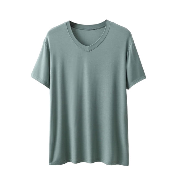 UAMVSH Big and Tall T Shirts for Men V Neck Short Sleeve Tops Comfy Soft Modal Basic Tees Loose Fit Summer Undershirts