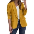 thumbnail image 1 of UAMVSH Blazer Jackets for Women Casual Business Dressy Cardigan Coats Classic Collared Long Sleeve Office Work Outerwear with Pockets Ladies Outfits(Medium,Yellow 1), 1 of 6