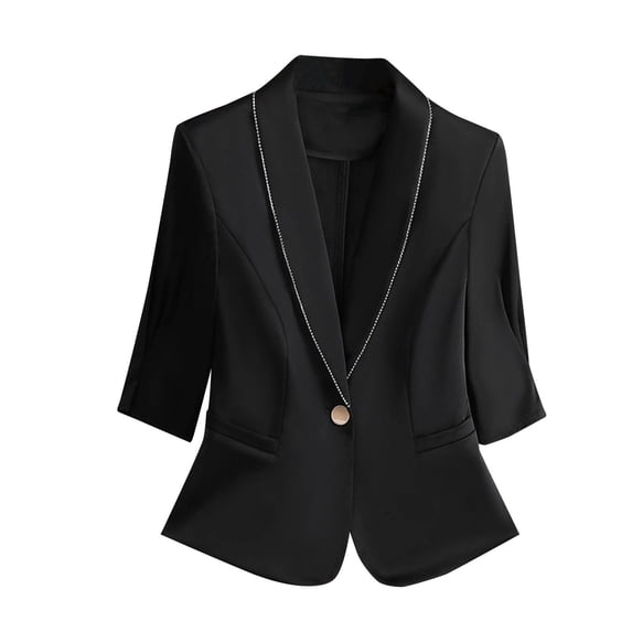 UAMVSH Blazers for Women 3/4 Sleeve Dressy Suit Jackets Lapel Business Casual Outfits Fall Trendy Work Office Coats with Pockets(Large,Black)