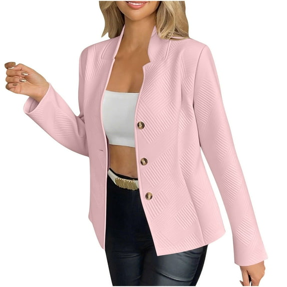 UAMVSH Blazers for Women Business Casual Long Sleeve Textured Suit Jacket Soft Slim Fit Button Down Elegant Work Office Coat
