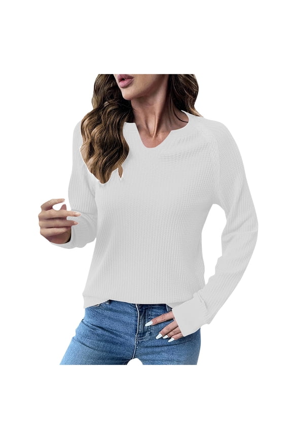 Blouses for Women Dressy Casual Lace Trim V Neck Tunic Tops Textured Soft Long Sleeve Shirts Fashion Clothing