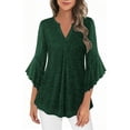 thumbnail image 1 of UAMVSH Blouses for Women Ruffle 3/4 Sleeve Elegant Tops Dressy Casual Sparkly V Neck Mesh Shirt Evening Party Outfits, 1 of 7