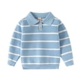 thumbnail image 1 of UAMVSH Boys Fashion Striped Sweaters Toddler Kids Fall Thermal Knitwear Tops Cute Lapel Collar Pullover Soft School Holiday Clothes(7-8 Years,Blue), 1 of 7