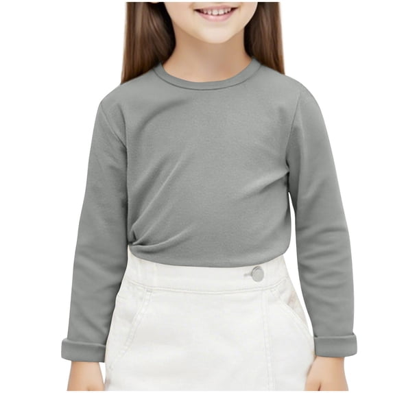 UAMVSH Boys Girls Crew Neck Tops Soft Warm Long Sleeve Shirts Kids Soft Cotton Fall Outfits Comfy School Pullover Blouses(8-10 Years,Gray)