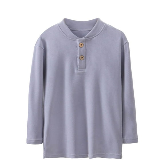 UAMVSH Boys Girls Henley Neck Long Sleeve Shirts Soft Fall Cotton T-Shirts Unisex Kids Casual Undershirt Pullover Tops(9-10Years,Blue)