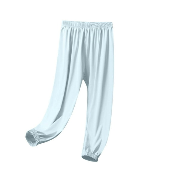 UAMVSH Boys Girls Jogger Pants Teen Kids Lightweight High Waisted Loose Fit Workout Sweatpants Thin Comfy Dance Yoga Pants(5-6 Years,Blue)
