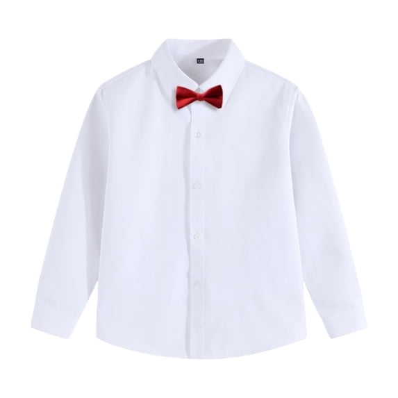 UAMVSH Boys Girls Long Sleeve Dress Shirts Button Down Casual Collared Tops Unisex Children Formal Party Wedding Shirts