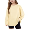 thumbnail image 1 of UAMVSH Boys Girls Long Sleeve Tops Fashion Casual Oversized T Shirts Children Crewneck Plain Basic Tees for Everyday Wear, 1 of 7