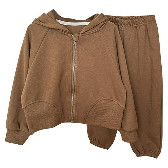 UAMVSH Boys Girls Sweatsuit 2 Piece Sets Fleece Full Zip Hoodie Sweatshirt and Sweatpants Solid Jogger Pants Set