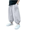 thumbnail image 1 of UAMVSH Boys Harem Pants Baggy Casual Kids Cinch Bottom Jogger Pants High Waisted Lightweight Bloomer Pants with Pockets(7-8 Years,White), 1 of 3