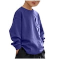 thumbnail image 1 of UAMVSH Boys Lightweight Sweatshirts Kids Fall Fashion Crew Neck Long Sleeve Pullover Casual Loose Fit Comfy Tops with Pockets(13-14Years,Blue), 1 of 5
