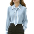 thumbnail image 1 of UAMVSH Business Casual Tops for Women Tie Front Elegant Work Shirts Lightweight Pleated Long Sleeve Dressy Blouses Office Outfits, 1 of 6