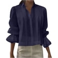 thumbnail image 1 of UAMVSH Button Down Shirts for Women Ruffle Lapel Long Sleeve Blouses Dressy Casual Pleated Elegant Crop Tops Trendy Outfits, 1 of 6