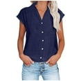 thumbnail image 1 of UAMVSH Cap Sleeve T Shirts for Women V Neck Button down Shirts Summer Blouses Trendy Solid Cute Tshirts, 1 of 5