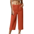 thumbnail image 1 of UAMVSH Capri Chino Pants for Women Baggy Wide Leg Casual Business Dress Capris with Pockets Loose Fit Office Work Twill Cropped Trousers, 1 of 5