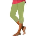 thumbnail image 1 of UAMVSH Capri Leggings for Women Casual Stretchy Yoga Tight Capris Lace Trim Trendy Ladies High Waist Skinny Cropped Pants, 1 of 6