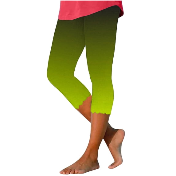 UAMVSH Capri Leggings for Women Gradient High Waisted Yoga Pants Casual Slim Fit Athletic Workout Cropped Pants Vacation Outfit
